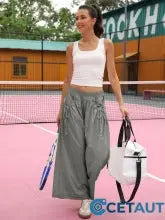 Leicht. Atmungsaktiv. Perfekt für deinen aktiven Alltag-Lässige Cropped-Strandhose mit weitem Bein cetaut