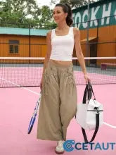 Leicht. Atmungsaktiv. Perfekt für deinen aktiven Alltag-Lässige Cropped-Strandhose mit weitem Bein cetaut