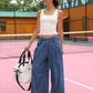 Leicht. Atmungsaktiv. Perfekt für deinen aktiven Alltag-Lässige Cropped-Strandhose mit weitem Bein cetaut
