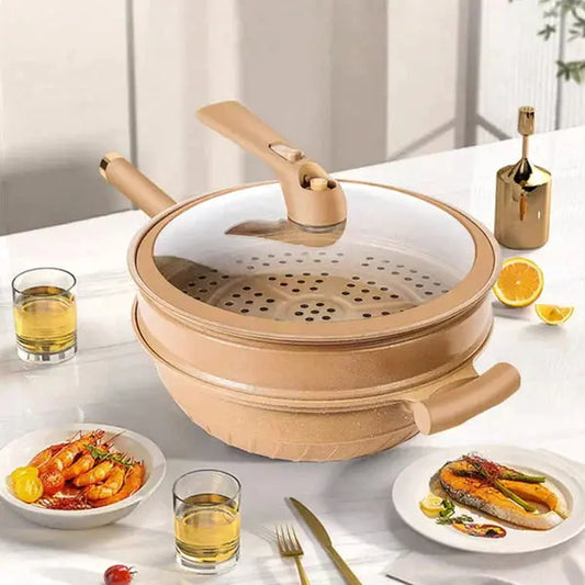 🔥Versandkostenfrei🔥 Antihaft-Ton-Wok mit Dämpfkorb cetaut