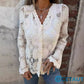 Elegance trifft Komfort: Leichte Spitze für jeden Tag🌸Damen Spitze V-Ausschnitt Langarm Top cetaut