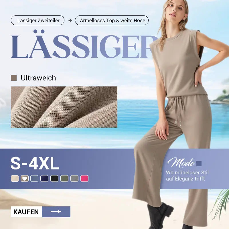 🌺2025 Neue Frauen Casual Cap Sleeve Top Wide Leg Crop Pants Zweiteilige Sets🌺 cetaut