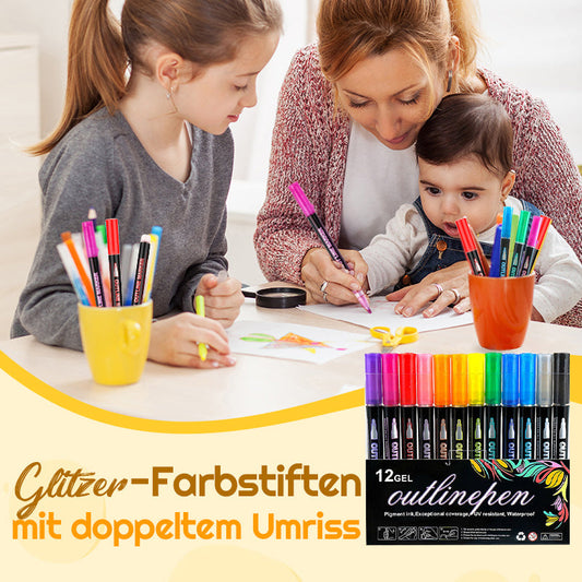 🎅Geschenkidee zu Weihnachten 49% RABATT-🎁Glitzer-Farbstiften mit doppeltem Umriss