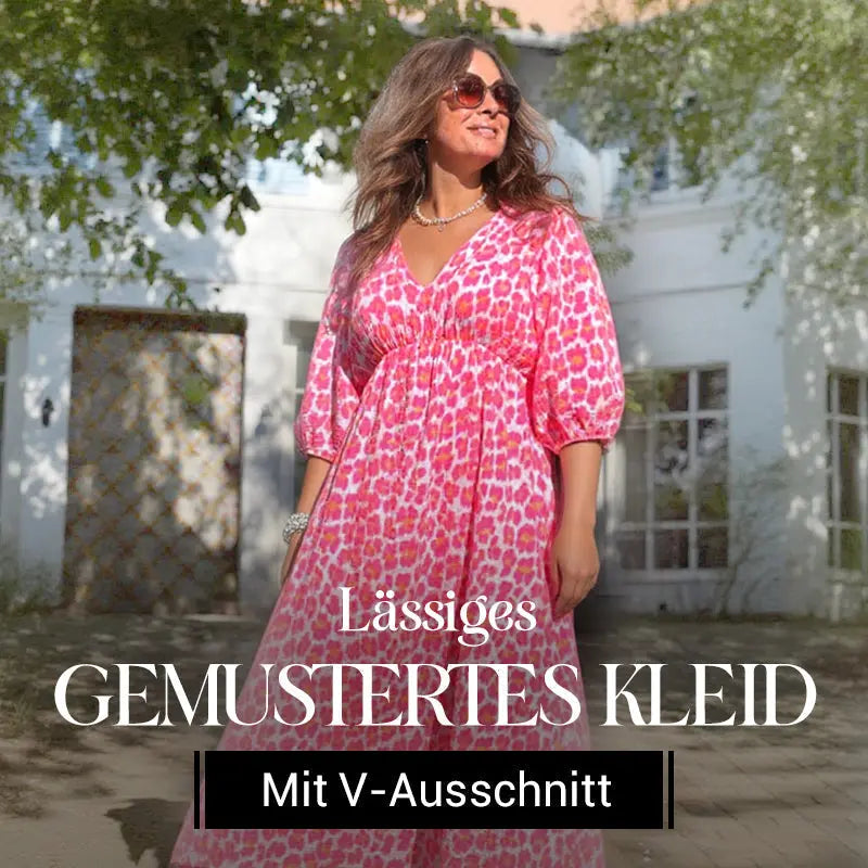 🌈🌻Sommer-Hot-Sale - 51% Rabatt🌸Damenkleid mit V-Ausschnitt und Druck cetaut