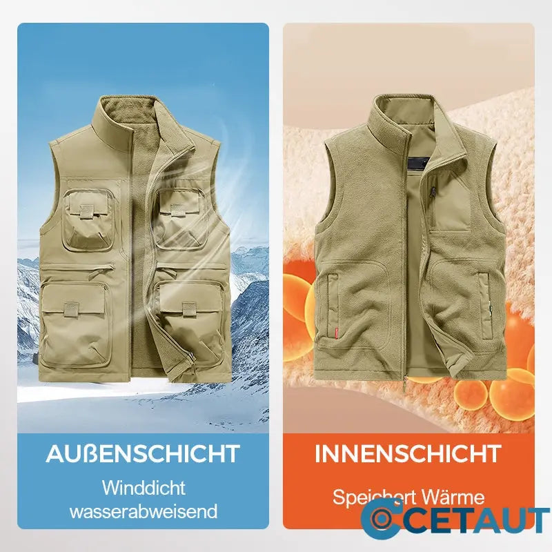 Gefütterte Wendeweste mit mehreren Taschen für Herren und Damen cetaut