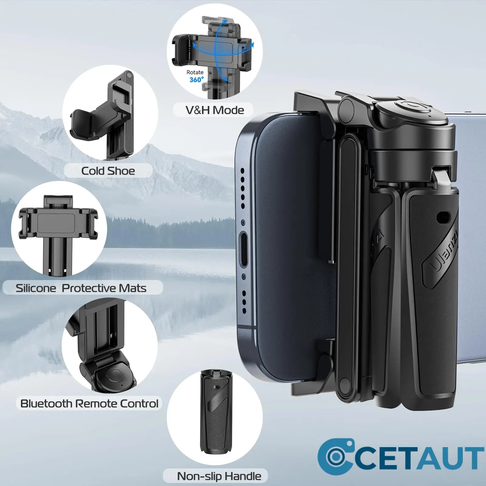 💥📱✨Ausziehbares Selfie Stick Stativ im Taschenformat mit abnehmbarer Fernbedienung cetaut