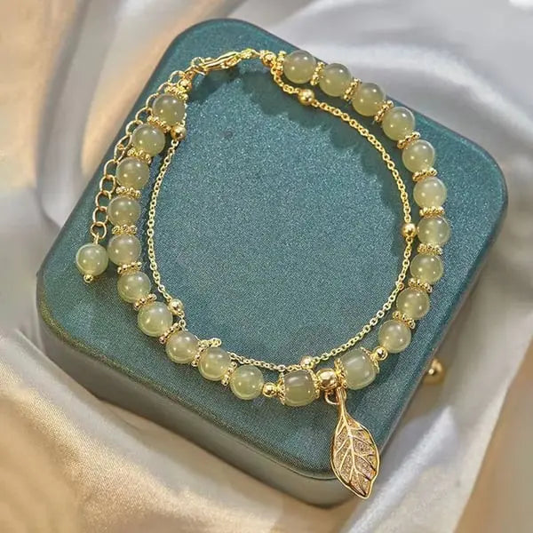 🔥KAUFEN SIE 2 UND ERHALTEN 10% RABATT💝Hetian-Jade-Goldblatt-Armband|🔥Lucky Jade Armband  🍀Feng-Shui-Jadearmband – elegant und noch edler cetaut