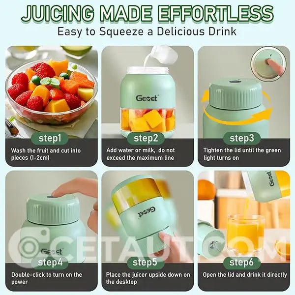 ⏳Begrenzte Zeit 50% Rabatt💥BPA-Free Electric Citrus Juicer 17 oz, Straw, Two Lids, Portable Blender for Smoothies, Shakes, Food Prep & Frozen Blending - Outdoorfun cetaut