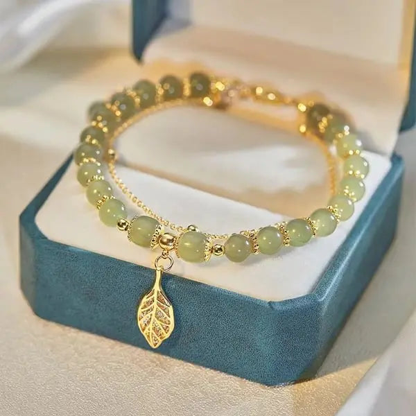 🔥KAUFEN SIE 2 UND ERHALTEN 10% RABATT💝Hetian-Jade-Goldblatt-Armband|🔥Lucky Jade Armband  🍀Feng-Shui-Jadearmband – elegant und noch edler cetaut