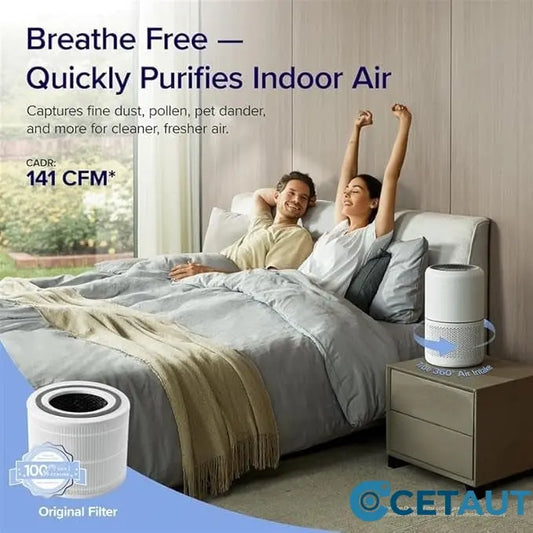 HEPA 13 Luftreiniger gegen Pollen & Rauch | 240m³/h | 24dB Nachtmodus | 50% Rabatt cetaut
