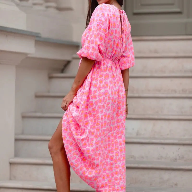 🌈🌻Sommer-Hot-Sale - 51% Rabatt🌸Damenkleid mit V-Ausschnitt und Druck cetaut