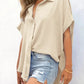 🔥Hot Sale 50% OFF🔥Women's Casual Button Short Sleeve Slit Hem Shirt Solid Color Tops cetaut