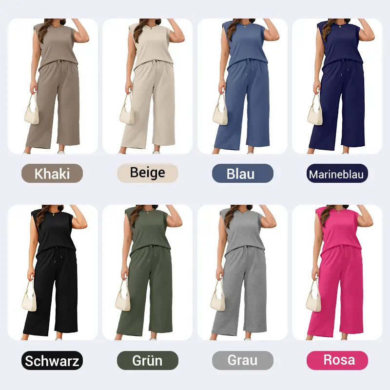 🌺2025 Neue Frauen Casual Cap Sleeve Top Wide Leg Crop Pants Zweiteilige Sets🌺 cetaut