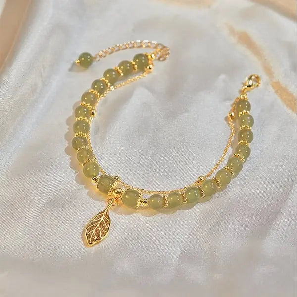 🔥KAUFEN SIE 2 UND ERHALTEN 10% RABATT💝Hetian-Jade-Goldblatt-Armband|🔥Lucky Jade Armband  🍀Feng-Shui-Jadearmband – elegant und noch edler cetaut