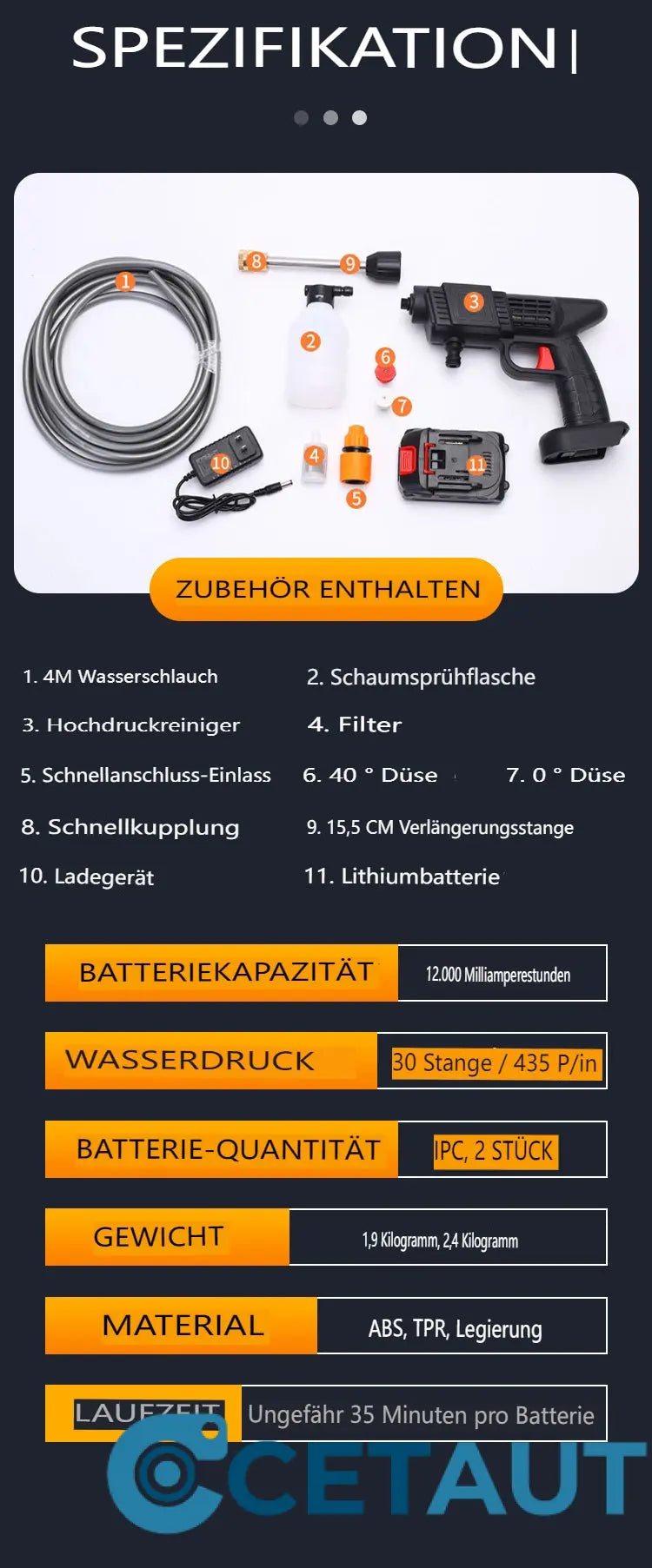 💥Heißer Verkauf 20% Rabatt🚗Schnurlose tragbare Multifunktions-Hochdruckwasserpistole cetaut