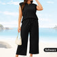 🌺2025 Neue Frauen Casual Cap Sleeve Top Wide Leg Crop Pants Zweiteilige Sets🌺 cetaut