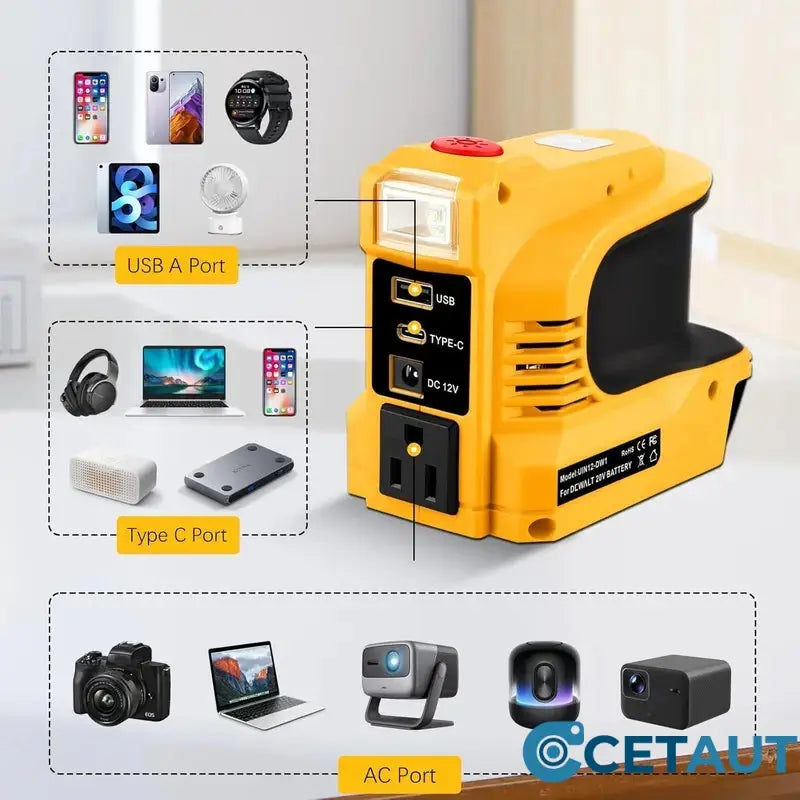 Bosch-kompatibel & Schukostecker  Compact DC to AC Inverter - Suitable for cars, motorhomes, outdoor use, and summer houses🔌 Immer Strom. Für Geräte, Werkzeug und Sie. cetaut
