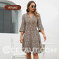 🎉 Sommerschlussverkauf 55% Rabatt 🛍️🏆Trendy Leopard Print V-Ausschnitt Kleid für Frauen mit lockerer Passform cetaut