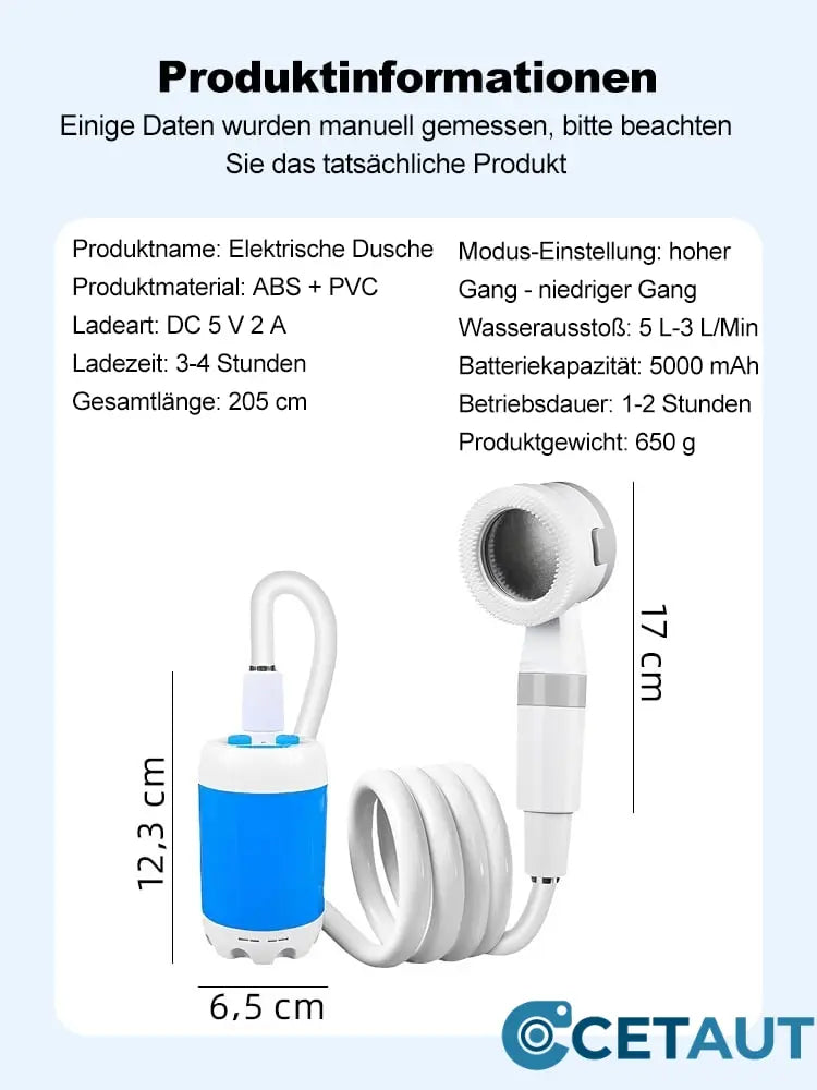🚿 Frisch bleiben im Freien - 50% OFF - 🔥 Tragbare Campingdusche mit einstellbarem Durchfluss - für eine einfache und bequeme Reinigung im Freien! cetaut