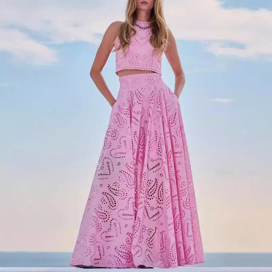 🌿👗2025 neue Produkte🔥 2-teiliges Set aus ärmellosem Top mit Cut-outs und fließendem Rock🌸💖 cetaut