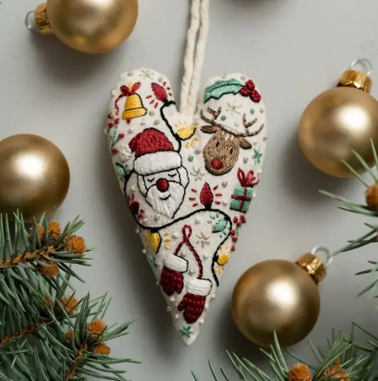 🎅Bestes Weihnachtsgeschenk💖Handstick-Set „Herzförmiger Weihnachtsmann – DIY Dekoration für Baum, Tür & Geschenk | Inkl. Stoff, Garn & Anleitung | Perfektes Weihnachtsgeschenk 2026 cetaut