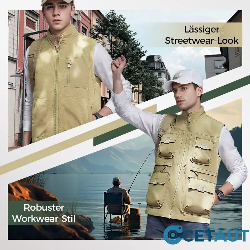 Gefütterte Wendeweste mit mehreren Taschen für Herren und Damen cetaut