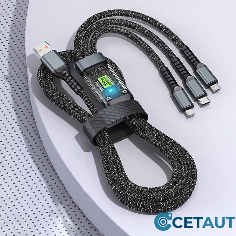 📱Transparentes, leuchtendes 3-in-1-Datenkabel mit superschneller Aufladung cetaut