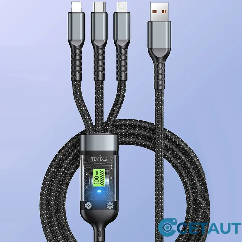 📱Transparentes, leuchtendes 3-in-1-Datenkabel mit superschneller Aufladung cetaut