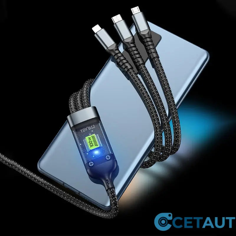 📱Transparentes, leuchtendes 3-in-1-Datenkabel mit superschneller Aufladung cetaut
