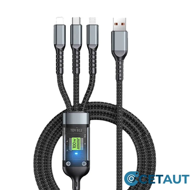 📱Transparentes, leuchtendes 3-in-1-Datenkabel mit superschneller Aufladung cetaut