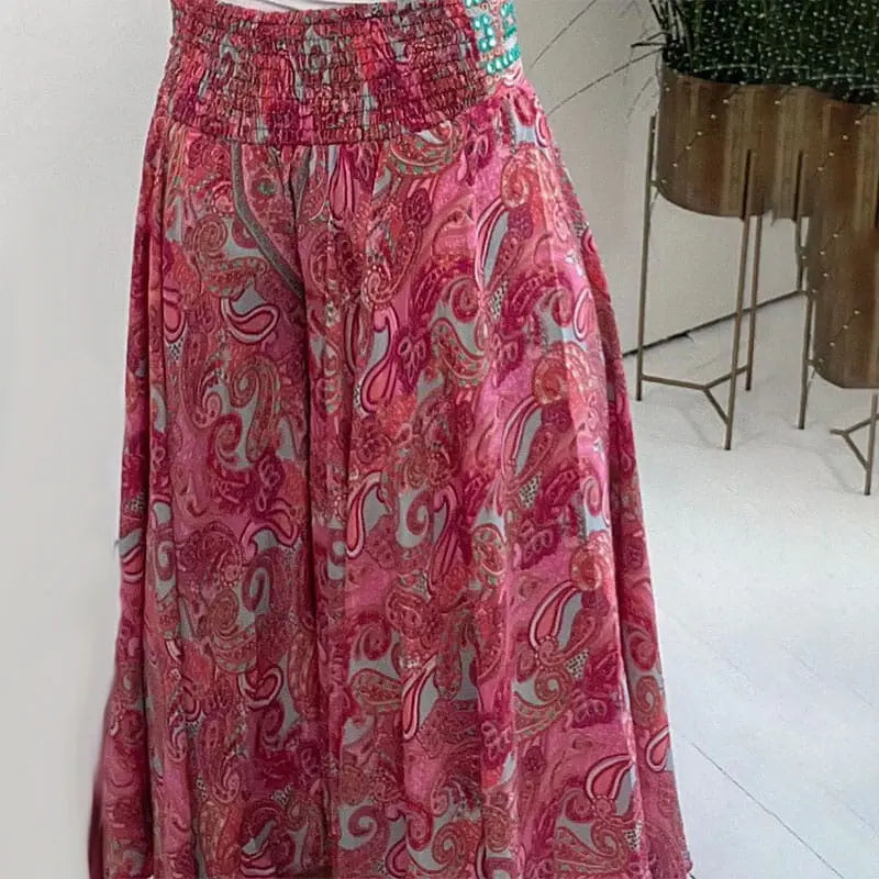 💥Begrenzter Ausverkauf 50% RABATT😍Ethnische Paisley-Druck Elastische Patchwork-Taille Leichte Hosen cetaut