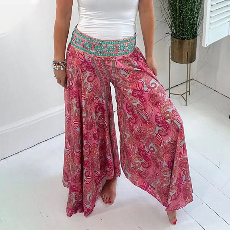 💥Begrenzter Ausverkauf 50% RABATT😍Ethnische Paisley-Druck Elastische Patchwork-Taille Leichte Hosen cetaut