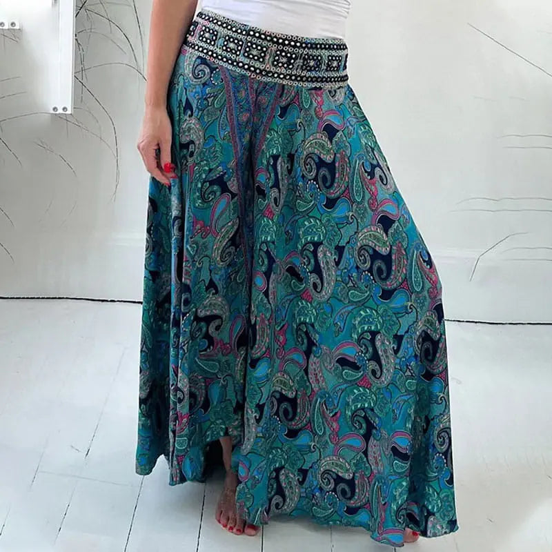 💥Begrenzter Ausverkauf 50% RABATT😍Ethnische Paisley-Druck Elastische Patchwork-Taille Leichte Hosen cetaut