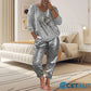 2-teiliges Damen-Set: Devil's Eye Goldfolien-Oberteil und Pailletten-Hosen-Set cetaut