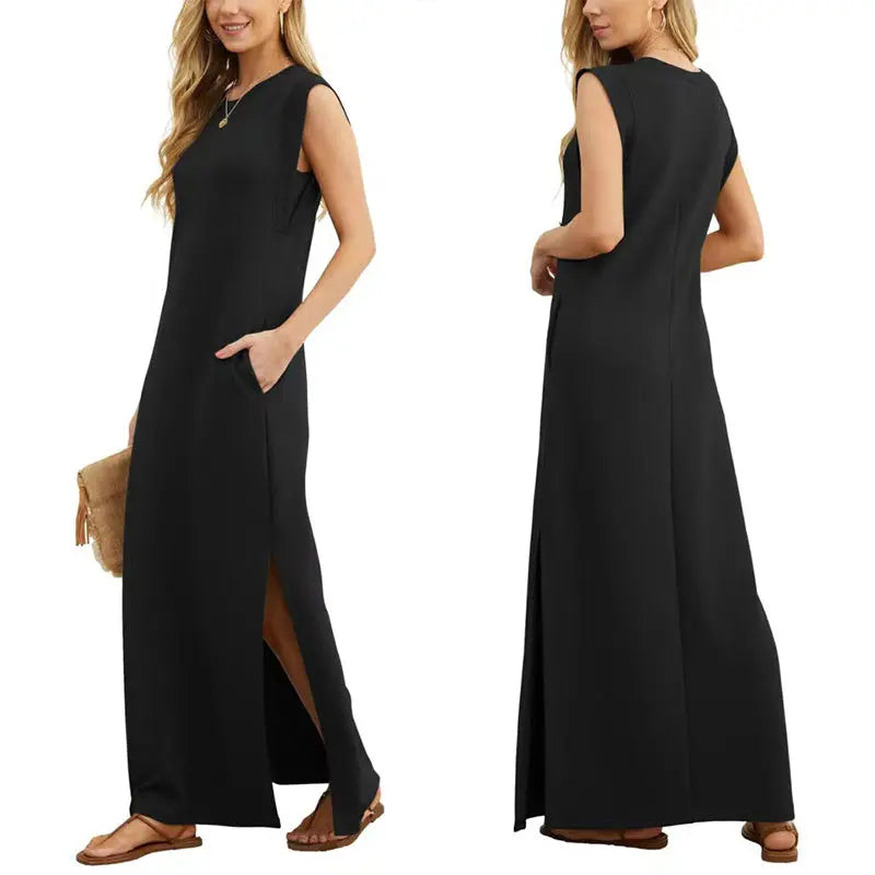 ⏳Begrenzte Zeit 50% Rabatt💥Damen Lockeres, Geteiltes, Faltenfreies Langarmkleid cetaut