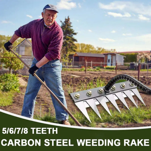 🔥Befristetes Angebot🍂5/6/7/8 Unkrautrechen mit Gartenzähnen aus Karbonstahl cetaut