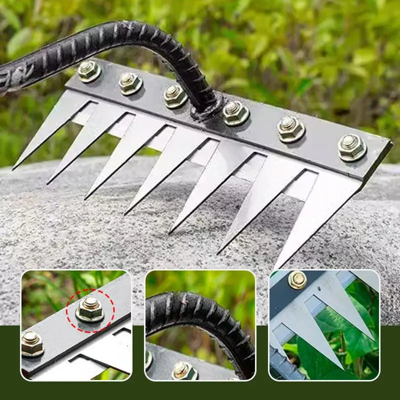 🔥Befristetes Angebot🍂5/6/7/8 Unkrautrechen mit Gartenzähnen aus Karbonstahl cetaut