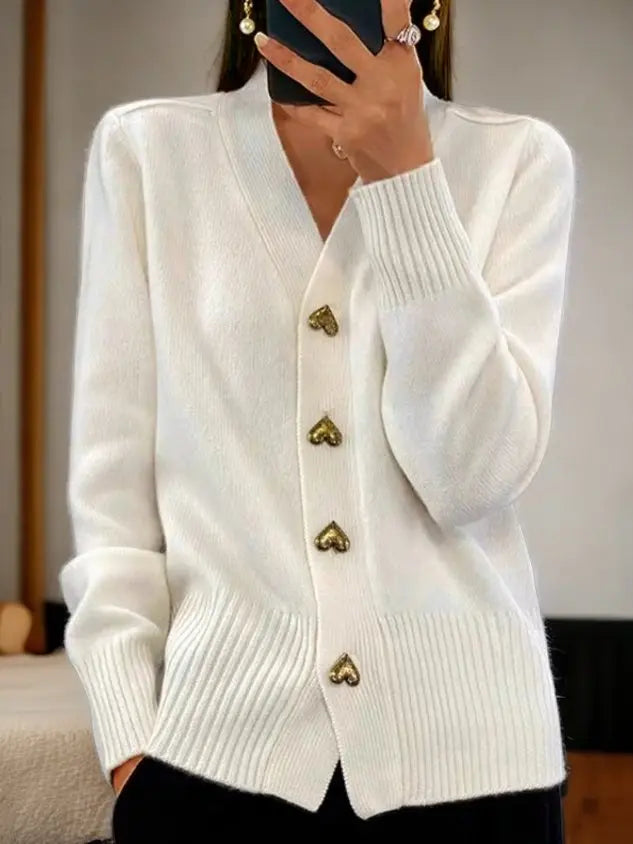 ⏳Begrenzte Zeit 50% Rabatt💥Damen-Cardigan aus einfarbiger Wolle mit Knöpfen cetaut