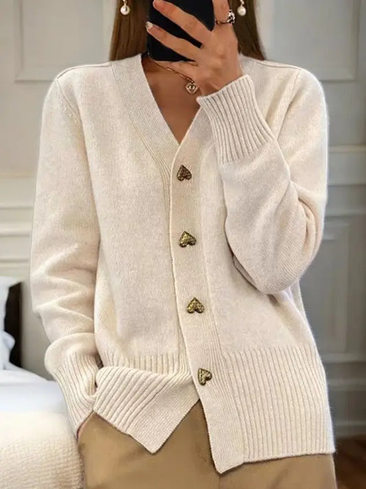 ⏳Begrenzte Zeit 50% Rabatt💥Damen-Cardigan aus einfarbiger Wolle mit Knöpfen cetaut
