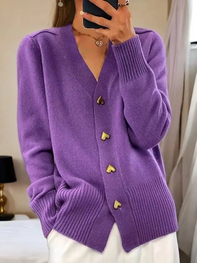 ⏳Begrenzte Zeit 50% Rabatt💥Damen-Cardigan aus einfarbiger Wolle mit Knöpfen cetaut