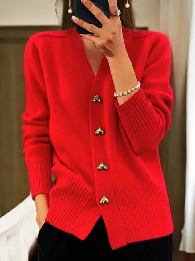 ⏳Begrenzte Zeit 50% Rabatt💥Damen-Cardigan aus einfarbiger Wolle mit Knöpfen cetaut