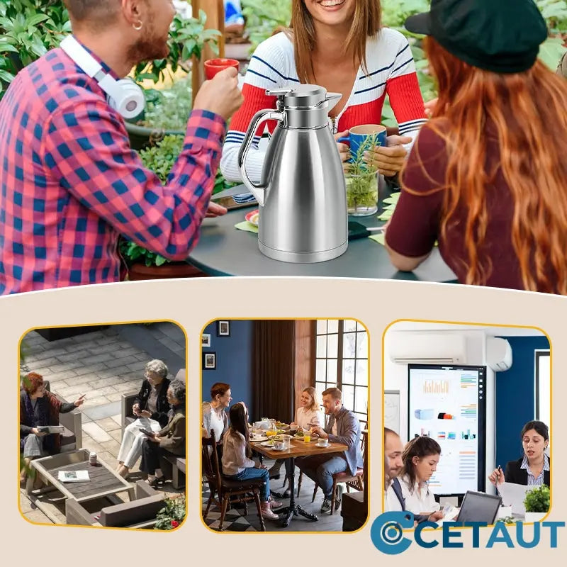 Thermoskanne aus Edelstahl mit Deckel cetaut