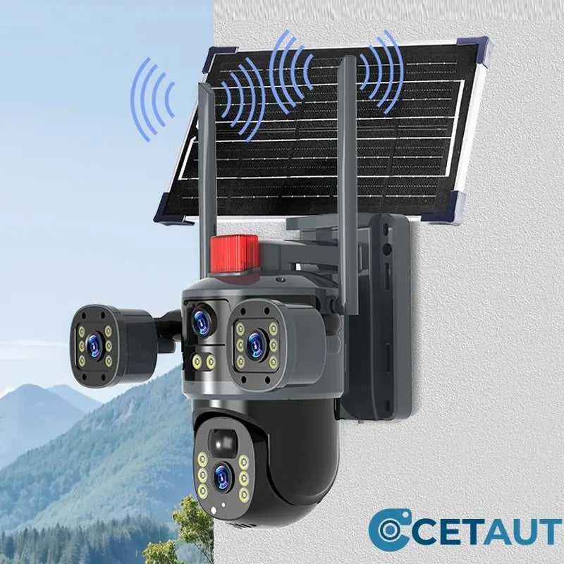 Solar 360° Überwachungskamera mit Dreifach-Linsen cetaut