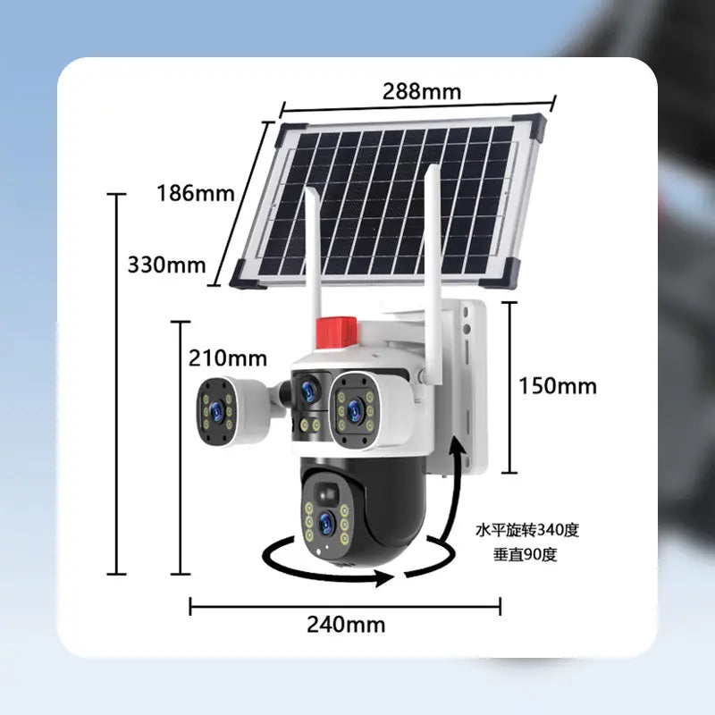 🎥 Solar-Domekamera mit drei Objektiven und 360° Rundumsicht ✈️ Kostenloser Versand cetaut