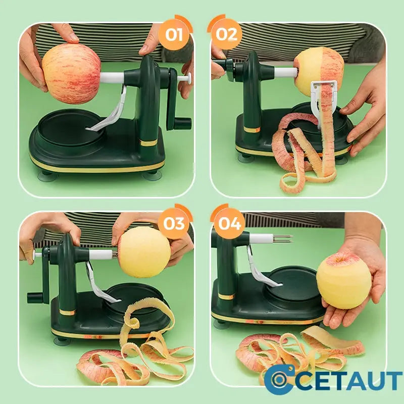 Vielseitiger Obstschäler mit Handkurbel und Stretchstruktur cetaut