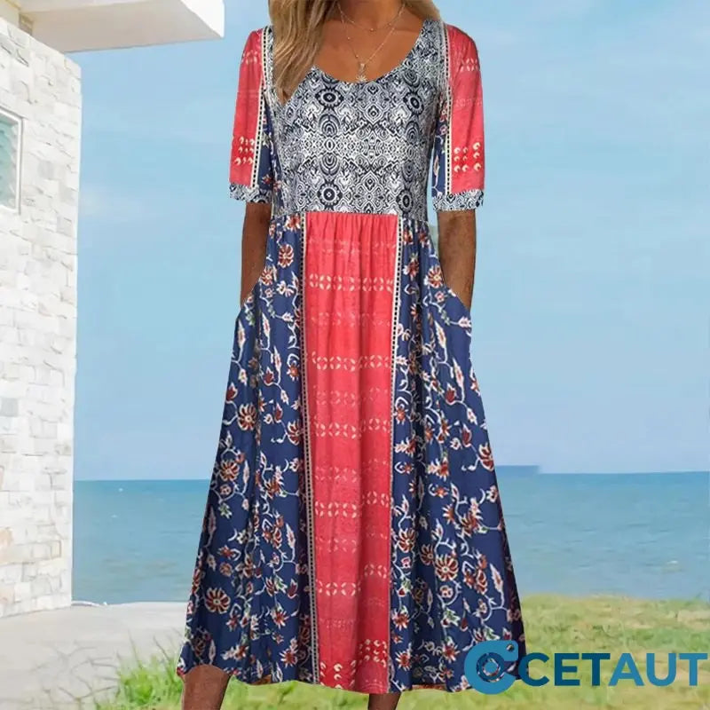 🔥50% OFF🌸✨ Elegantes Kleid mit böhmischem Muster für Frauen cetaut