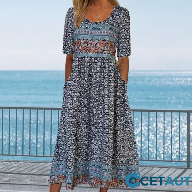 🔥50% OFF🌸✨ Elegantes Kleid mit böhmischem Muster für Frauen cetaut