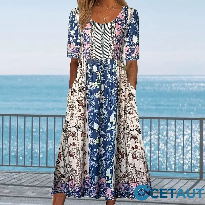 🔥50% OFF🌸✨ Elegantes Kleid mit böhmischem Muster für Frauen cetaut