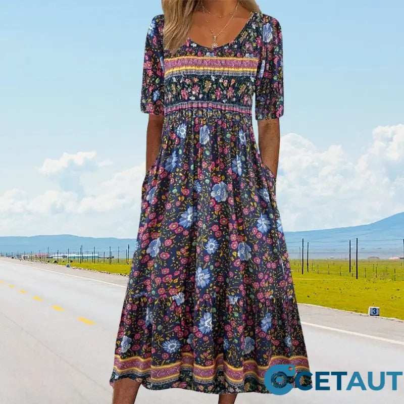 🔥50% OFF🌸✨ Elegantes Kleid mit böhmischem Muster für Frauen cetaut