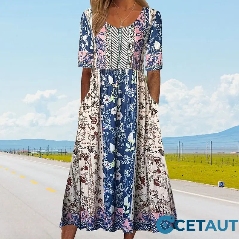 🔥50% OFF🌸✨ Elegantes Kleid mit böhmischem Muster für Frauen cetaut